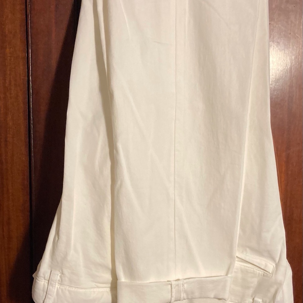 Mens Theory slacks snowy white cotton flat front four pockets traditional cut